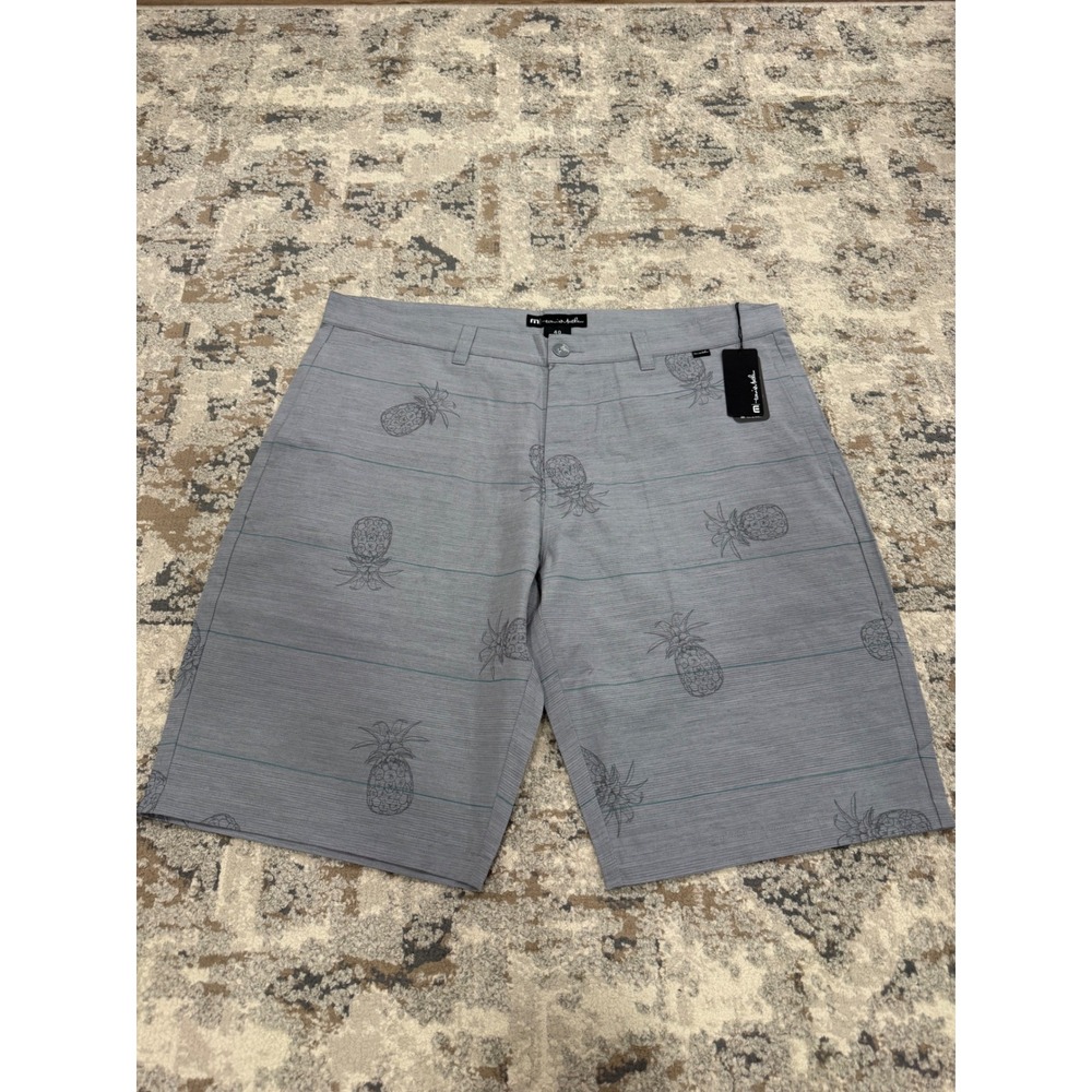 TravisMathew Cohen Pineapple Golf Shorts Mens 40 Gray Sleet 1MS222 Stretch NEW